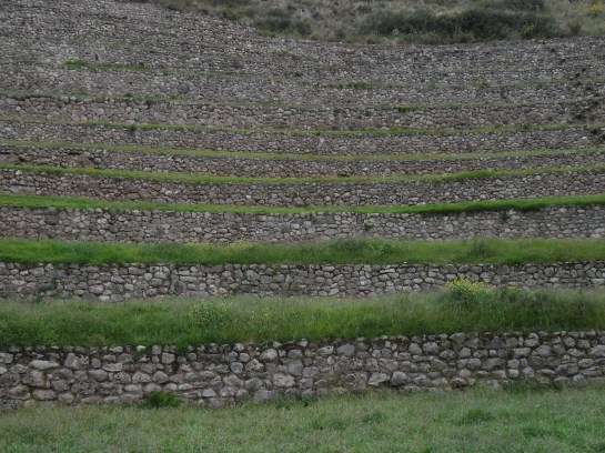 The terraces are about ten feet wide. They had good drainage, and lots of different types of corn were developed here. 